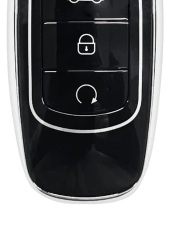 Remote key fob with lock, unlock and remote start buttons